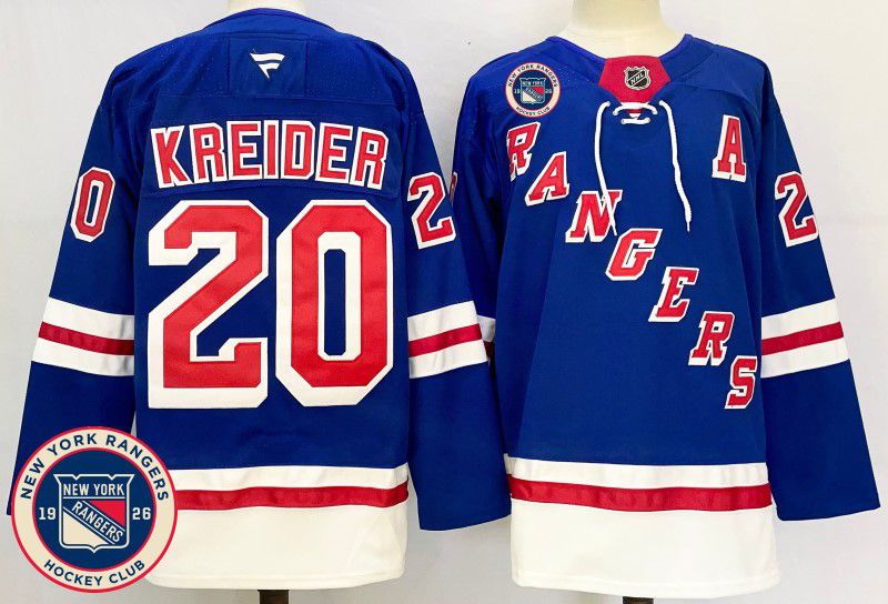 Men New York Rangers #20 Kreider Blue Fanatics 2025 NHL Jersey style 3